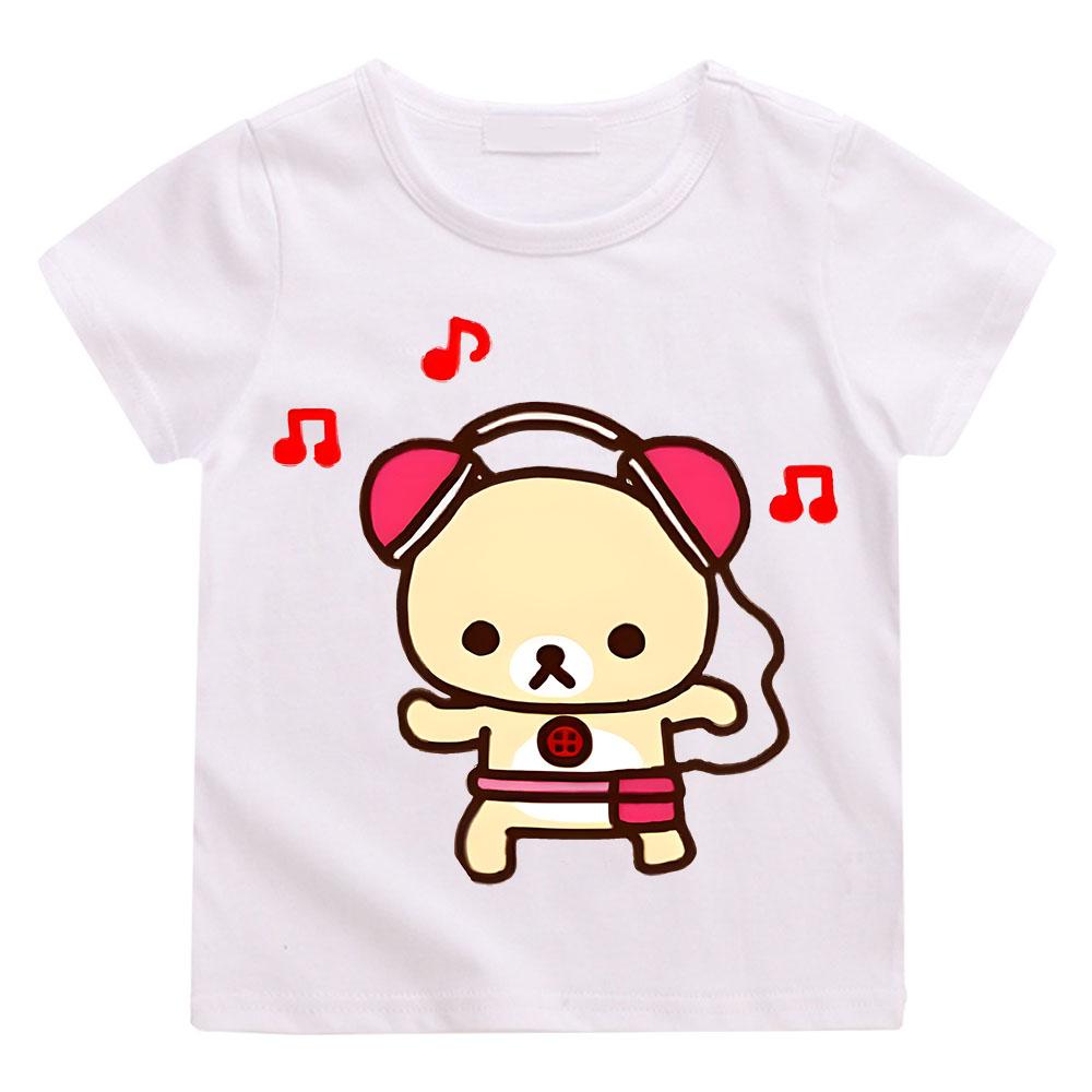 Cartoon Rilakkuma T-shirt Boys Girls Kids Clothing Hip Hop Tops Short Sleeves Sports Fashion Streetwear Manga/Comic Tees