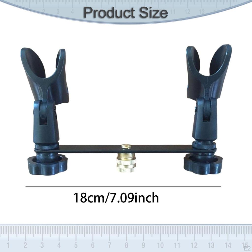 Microphones Clips 180° Adjustable Black Universal 1 To 2 Mic Mount Compact Non Slip Attachment