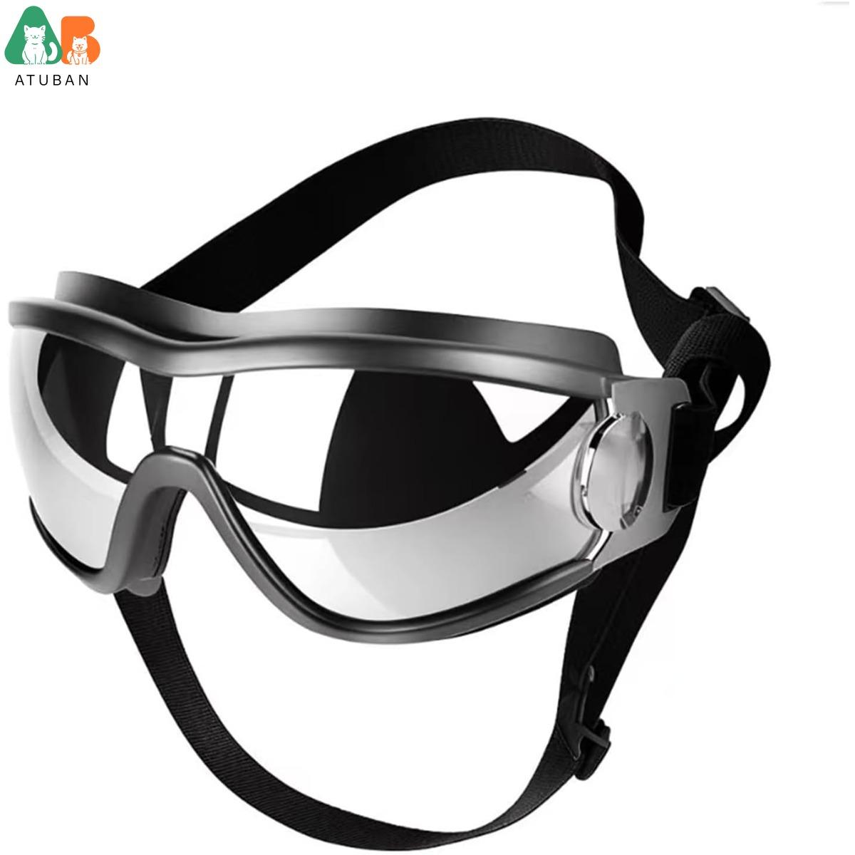 

ATUBAN Dog Eyewear,UV-Resistant Goggles for German Shepherd,Lab,Pitbull,Long-Snout Breeds Outdoor Activity Protection,Adjustable срібний