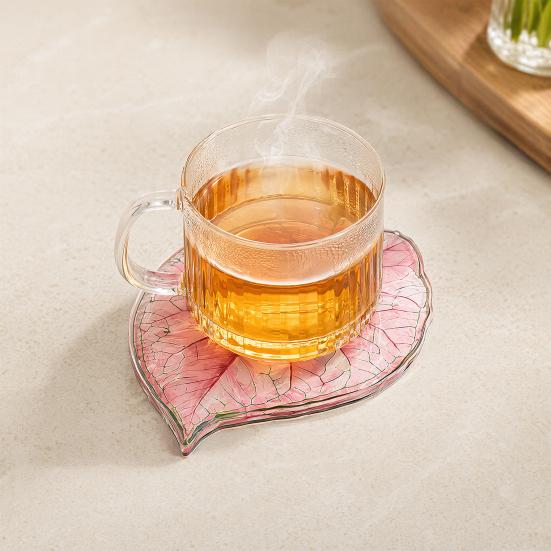 Acrylic Tropical Plant Coasters, Heat Resistant Non-Slip Drink Coasters, Easy Clean Leaf Shaped Pads for Coffee Table Desk Decor, Home Gift
