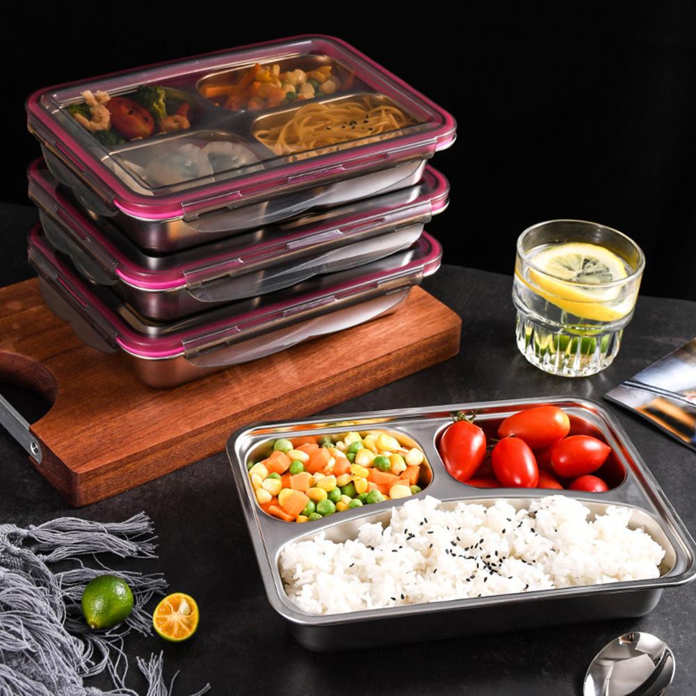 Boîte à déjeuner en acier inoxydable pour adultes Boîte Bento pour enfant Contenant alimentaire pour étudiant