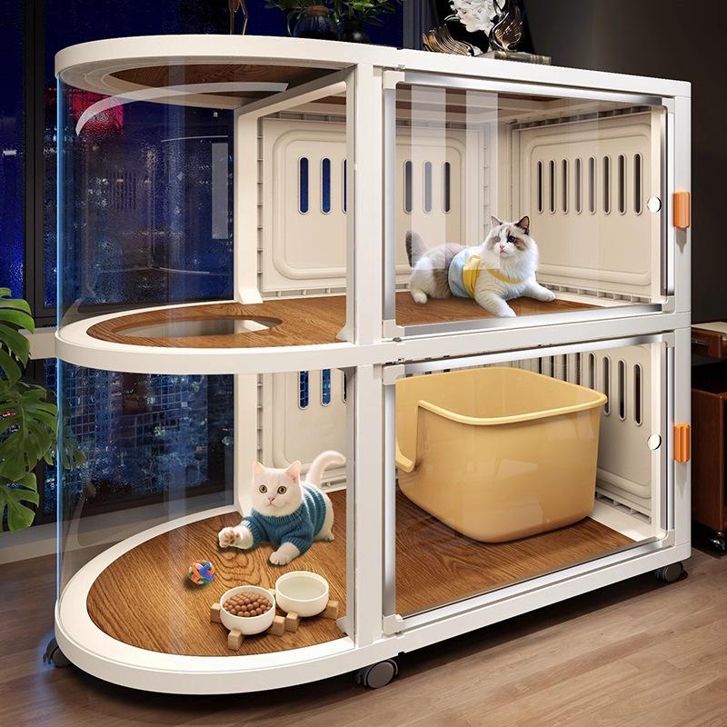 Spacious All-Season Cat Villa: Indoor Cabinet, Bed, Toilet, and Cage