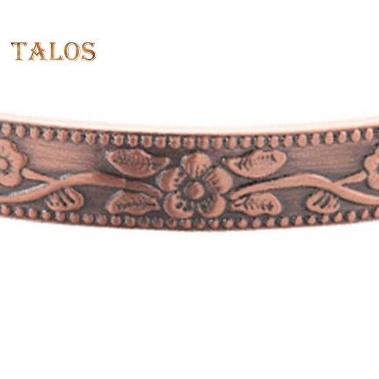 Women Magnet Bangle Plum Blossom Emboss Adjustable Open Bangle Promote Circulation Energy Copper Vintage Wrist Cuff Lady Therapy Jewelry Gift