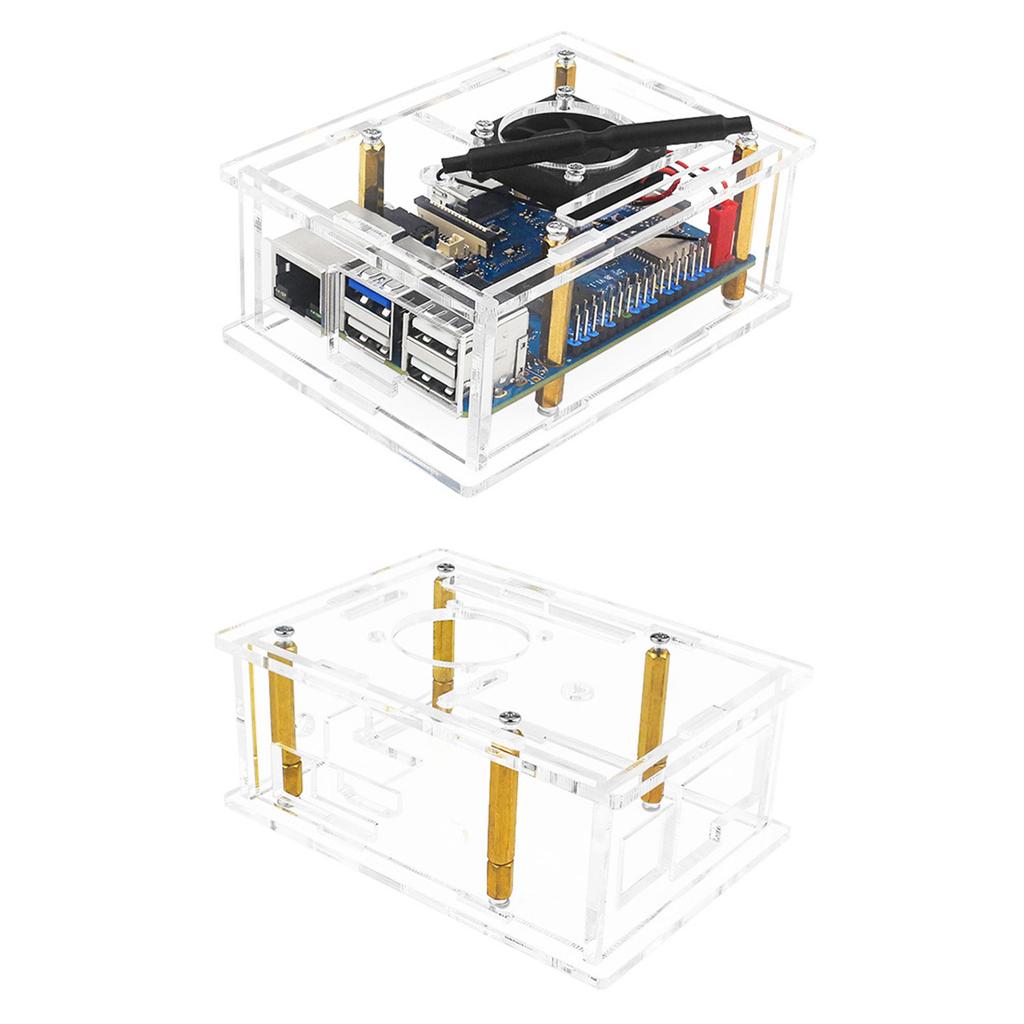 Acrylic Enclosure Box Cooling Fan for Orange Pi 3B Development Board Case Outer Shells with Cooling Fan Heat Sink