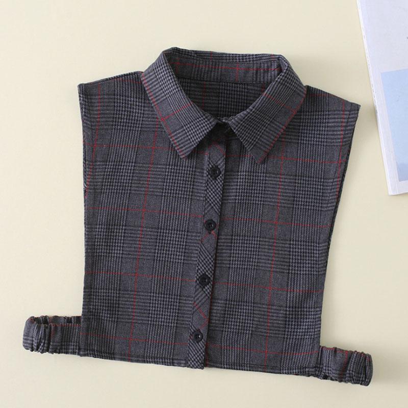 Fashion Plaid Fake Collar Women Detachable collars New Cotton False Collar Shirt Tie Female Removable Dickie Half Shirt Women
