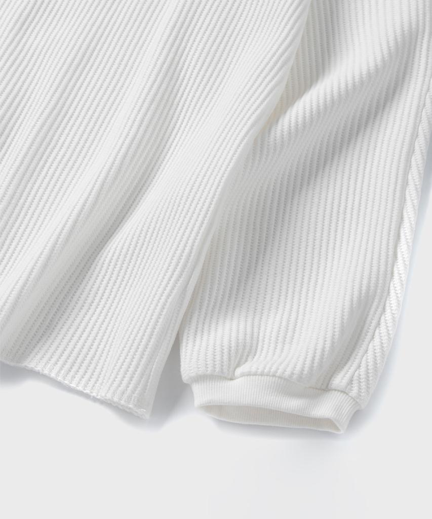 NONBLANK Waffle Boat Neck T-Shirt_White