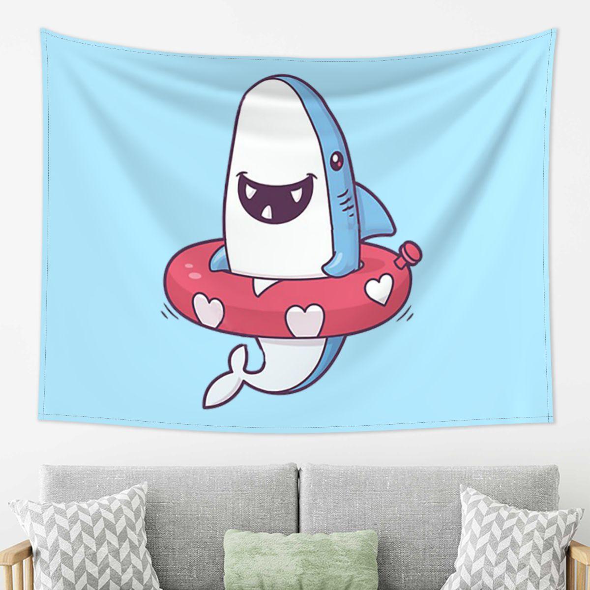 

Летний Акулий Декор Стены Искусство Эстетичные Гобелены для Гостиной Спальни Домашняя Настенная Ткань Настенное Полотно 74x94cm(29x37in)