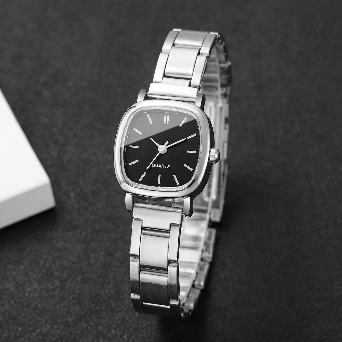 

1 шт./компл. Женские часы Модный стиль Трендовые Простые Шкала Квадратный Маленький Циферблат Корейская Версия Ретро Универсальные Кварцевые часы Без коробки