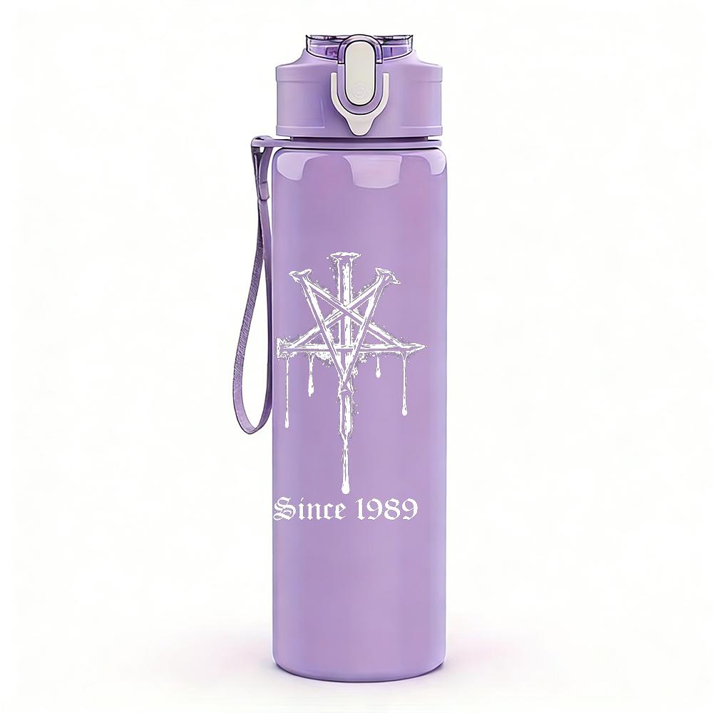 1PC Blank Faded White Minimalist Texture Print 750ml Portable Sports Water Bottle Leakproof Gym Outdoor Travel Drink Cup