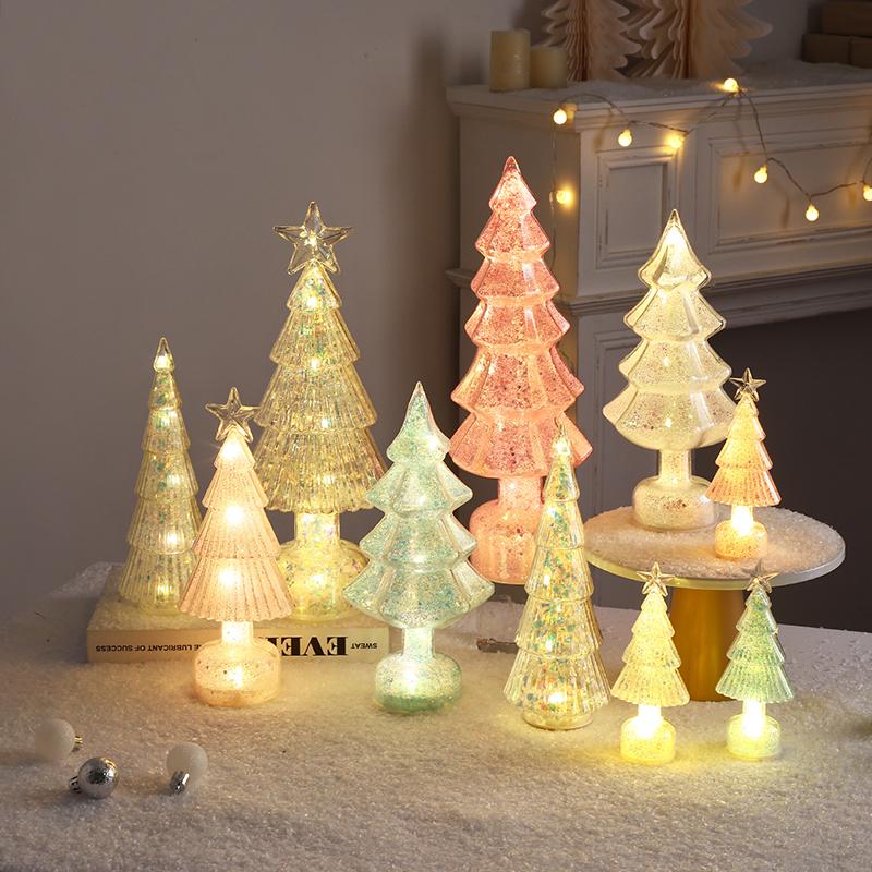 Glowing Christmas Tree Tabletop Ornaments Led Christmas Tree Windows Display Decor Festival Atmosphere Led Night Lights Gift