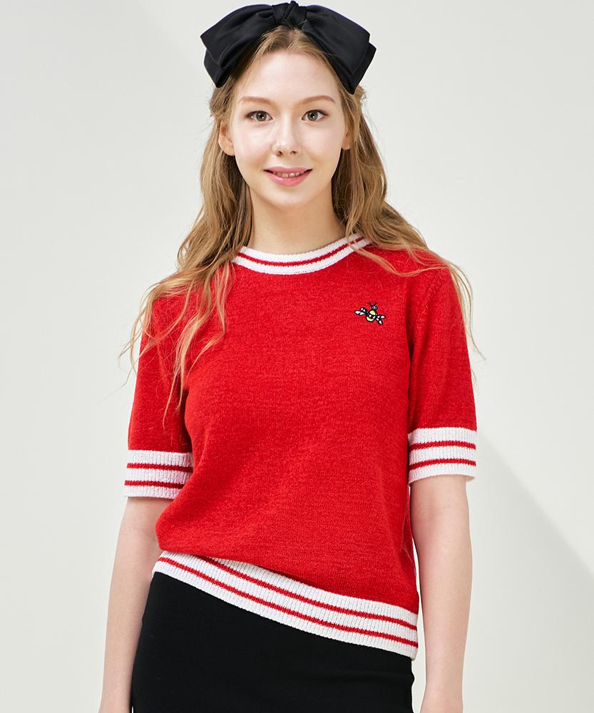 MARINADE Casual Cropped Color Block Short Sleeve Knit R - 5 Colors