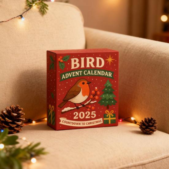 Yousheng Bird Advent Calendar 2025 24 Days Christmas Countdown with Acrylic 2D Bird Hanging Decorations Holiday Gift for Bird Lovers