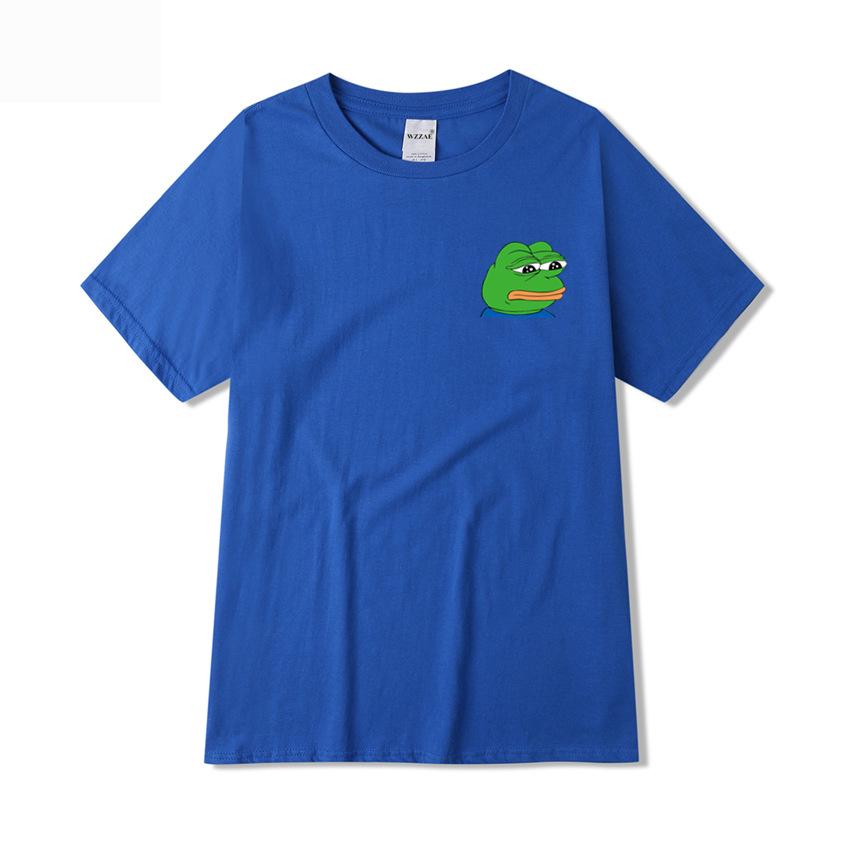 Summer Men T-Shirt Sad Frog Mens Clothing Printed Funny T Shirts Casual Short Sleeve Tops Cotton Tee Shirt For Man Loose Tshirt