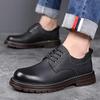 Men's Leather Thick-Soled Casual Derby Shoes for Spring/Autumn - Formal Black Low-Top Martin Boots