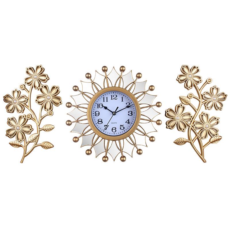 Three-piece Set of Hour Hands Living Room Wall Clock Clock Wall Hanging Household High-grade Advanced Wall Clock Clock Creative Wall Clock Decoration