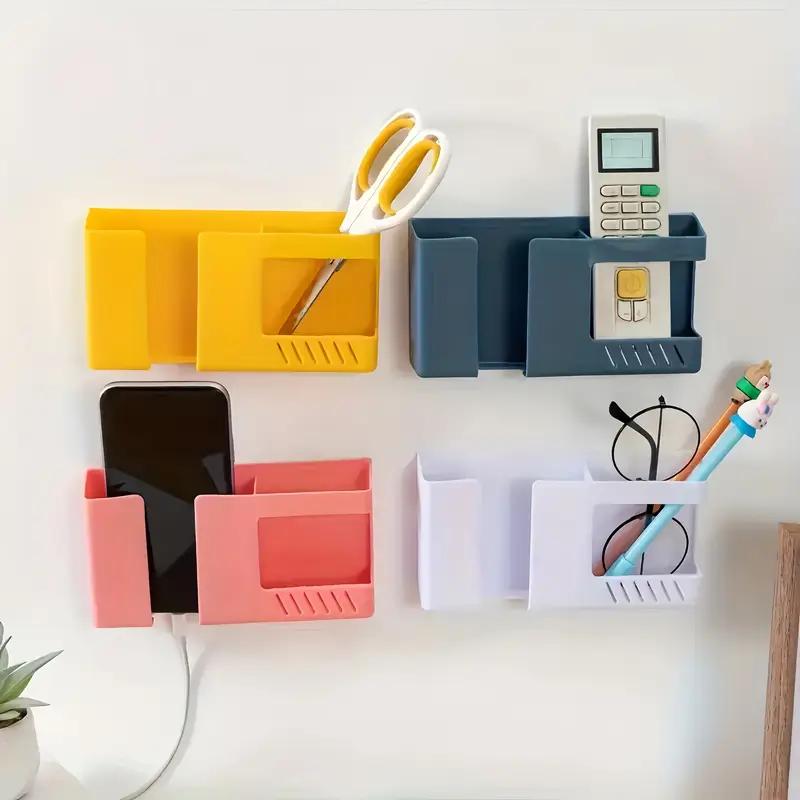 1Pcs Wall Mounted Storage Box Multifunction Punch Free Organizer TV Remote Control DIY Mobile Phone Plug Charging Holder Stand