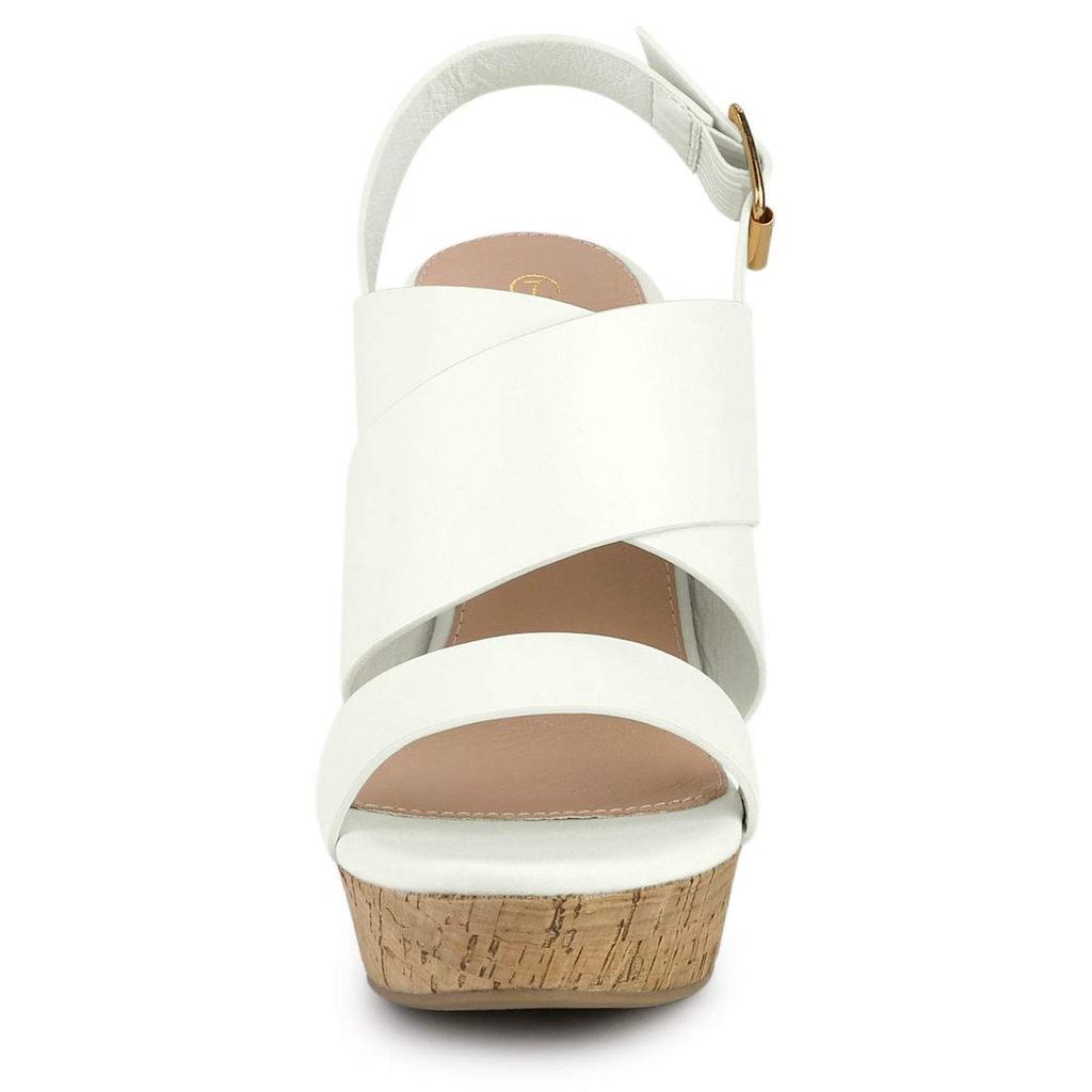 Allegra K Women's Wedge Sandals with Back Strap, Platform, and Ankle Strap, White, Size 27.0cm