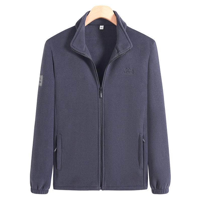 Fuzzy Sherpa Jacket for Men Casual Full Zip Stand Collar Fall Winter Warm Outwear Polar Fleece Jackets Men's Outdoor Hiking Soft Coat With Pockets