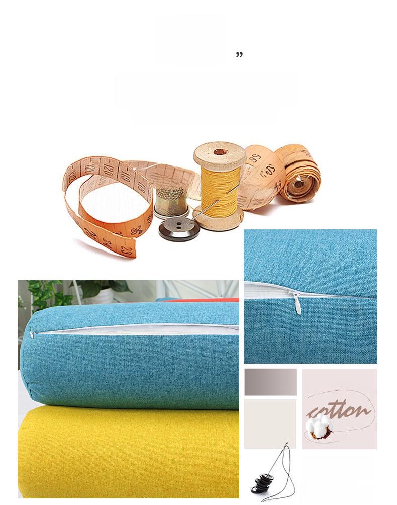 Pernă cilindrică din bumbac și in de culoare uni - Detasabilă, lavabilă, suport lombar pentru canapea, pat sau birou.