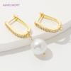 18K Gold Plated Brass Shvenzy Earwires Inlaid Zircon Earring Fixtures,Fastener For Earrings,For DIY Earring Making Accessories
