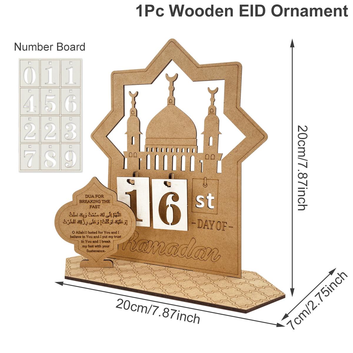 

Ramadan Countdown Calendar Wooden 2024 Eid Mubarak Ornament Kareem Ramadan Decoration For Home Islamic Muslim Party Decor Gifts
