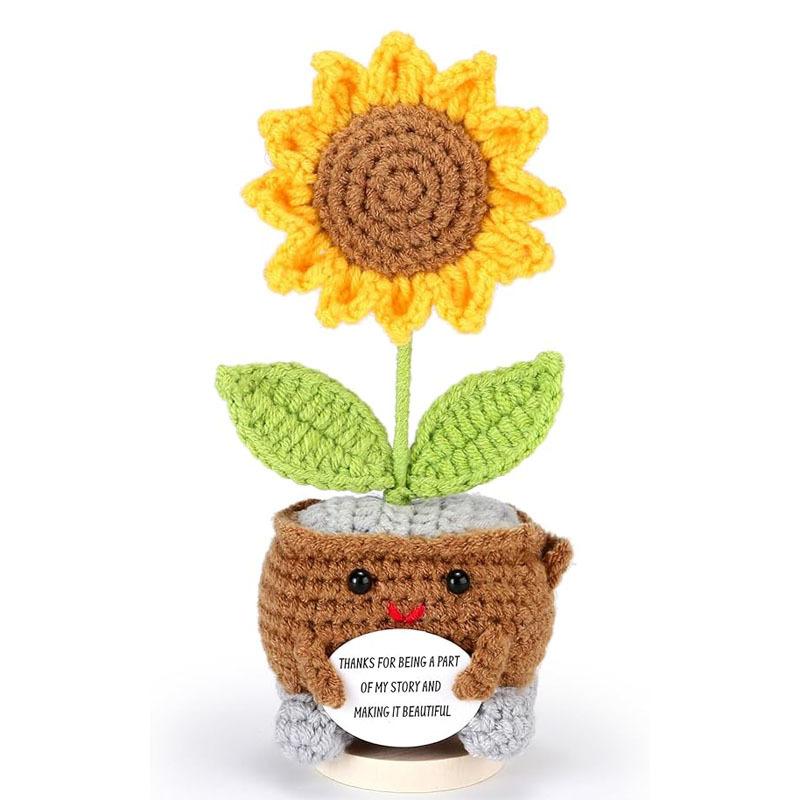 

Эмоциональная поддержка Подсолнух-пожар на помойке с ободряющей открыткой Позитивный вязаный крючком Подсолнух-пожар на помойке Домашнее украшение Подарки No Base