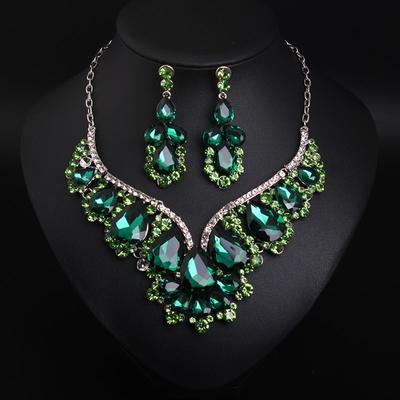 Jewelry Two-Piece Set, Crystal Gemstone Necklace, Earrings Set, Women'S Dress, Banquet Accessories.