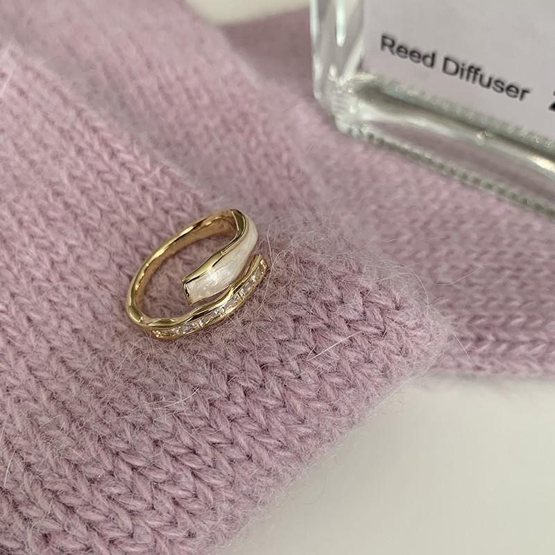 Geometric Vintage Classy Design Double Row Rhinestone Ring For Women Style Adjustable