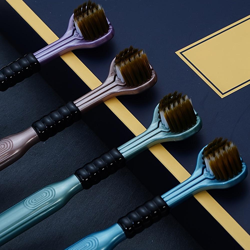 4pcs Ultra-Soft Bristle 3-Sided Toothbrush Set for Adults - Deep Clean & Gum Protection, Manual Brushes in Gift Box