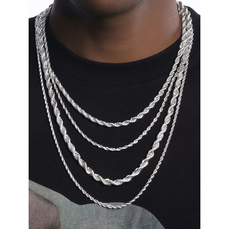 GRGR European and American Silver Men s and Women s Hip-Hop Hemp Flowers Chain Silver 3Mm50Cm