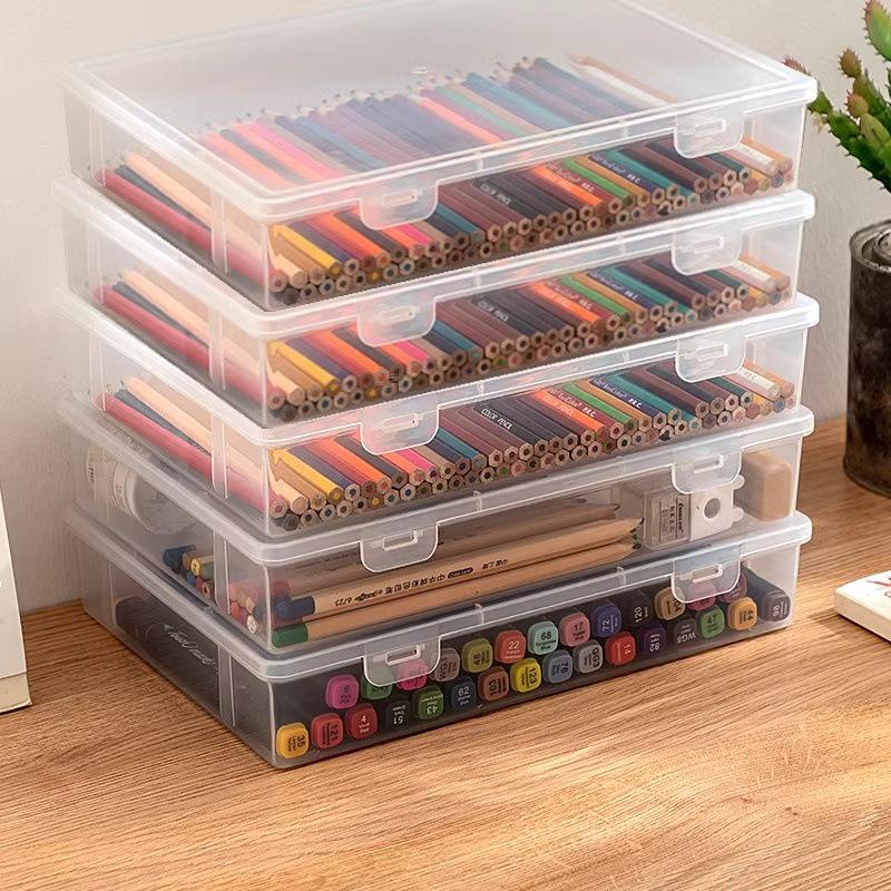 Transparent Large-Capacity Stationery Storage Box: Student Planner, Tape, Pencil, Pen, and Marker Organizer