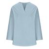 Women's Cotton Linen Shirt Loose Casual Long Sleeve Top with Stand Up Collar