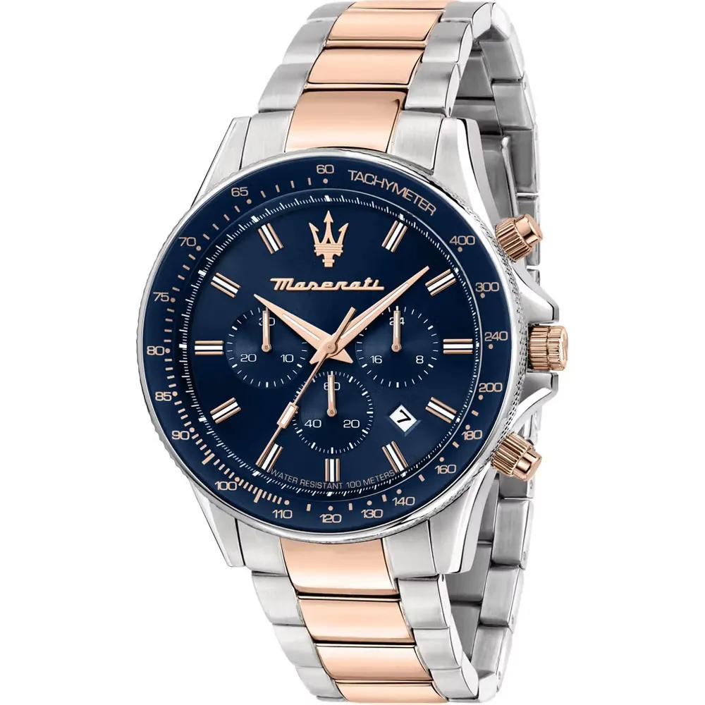 Maserati Sfida Синий Двухцветный Розовый Мужские Кварцевые Часы Хронограф R8873640022 синий
