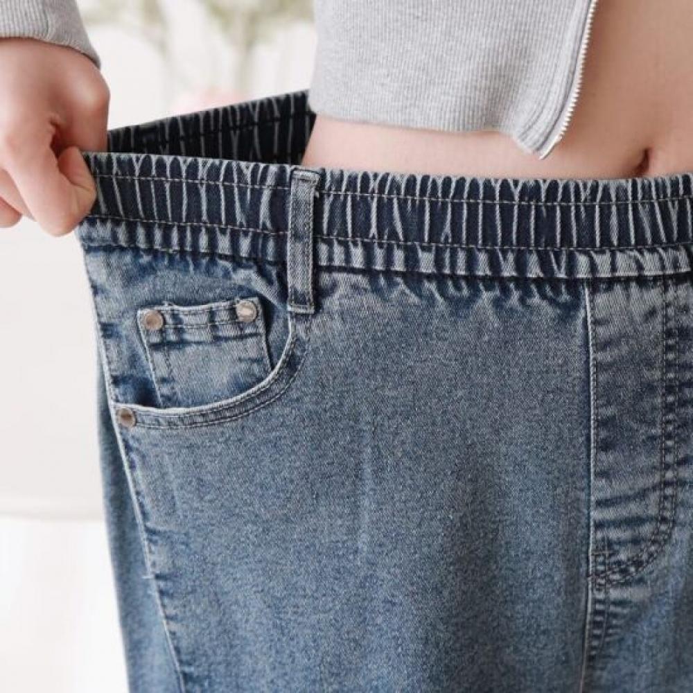 From Heart Women Side Pleat Denim Banding Straight Jeans