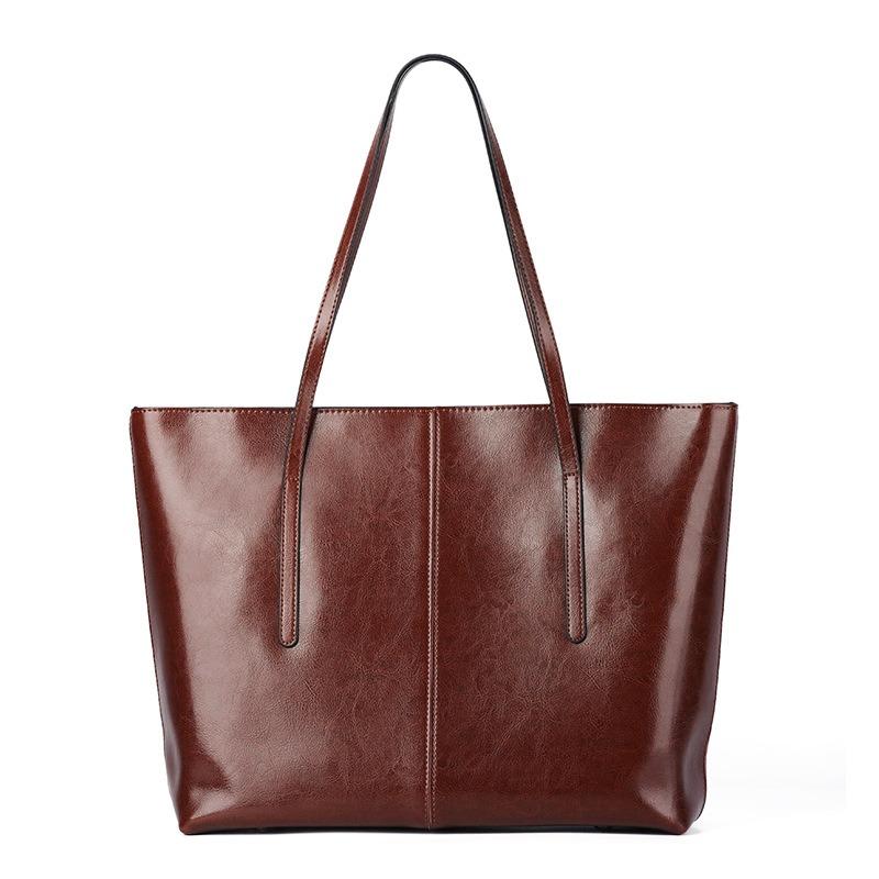 Retro Cowhide Big Bag Women's Bag New Tote Bag Large Capacity Women's Leather Versatile Commuter Shoulder Bag