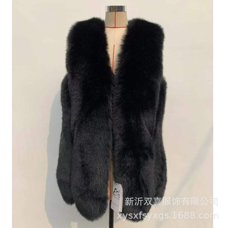 Haining fur winter new warm fur vest women's medium and long Korean version slim-fitting imitation fox fur coat