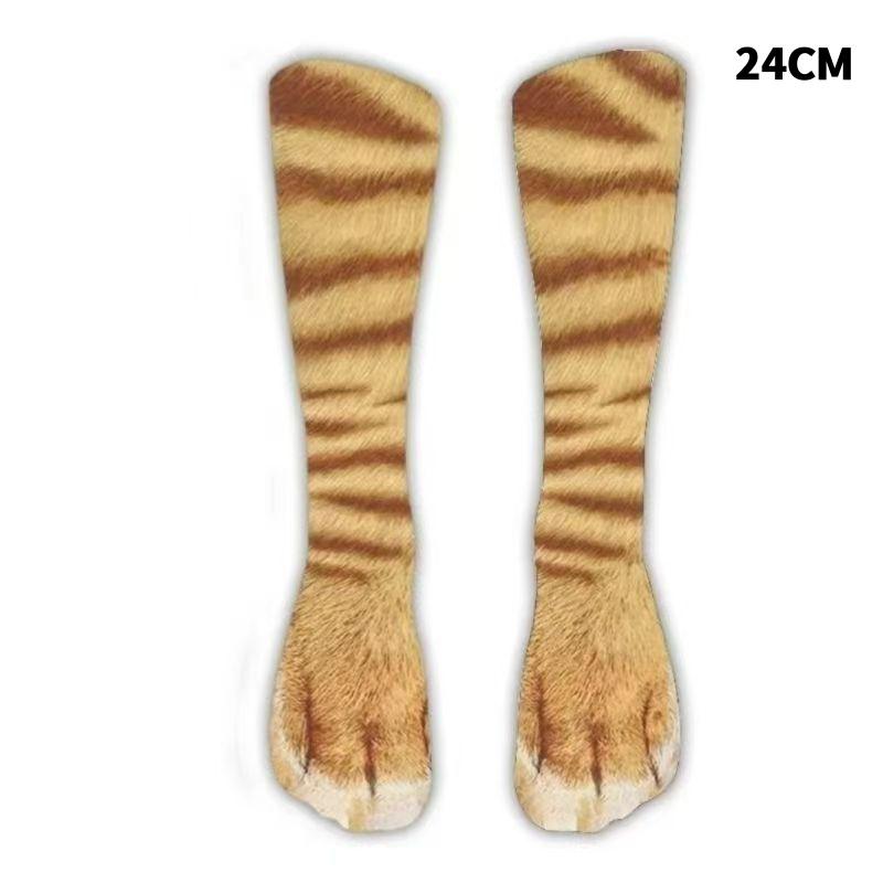 Funny 3D Print Animal Paw Socks For Women Men Novelty Tiger Cat Dog Mid-tube Stockings Creative Foot Paw Printed Socks Gifts One Size