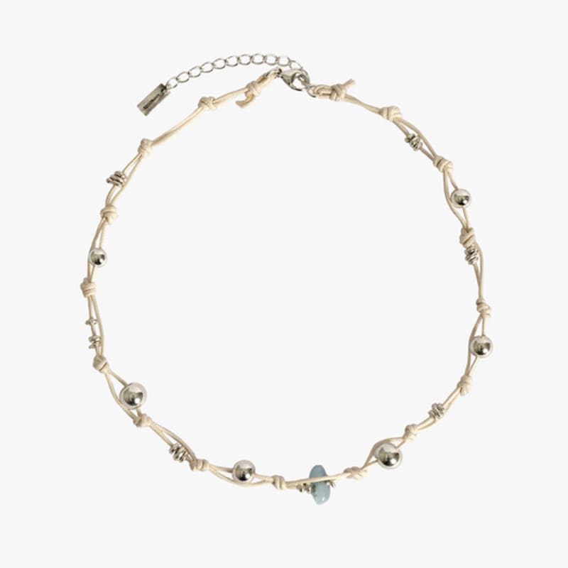 

HYPNOTIZE SILVER BALL STRING NECKLACE_IVORY ONE