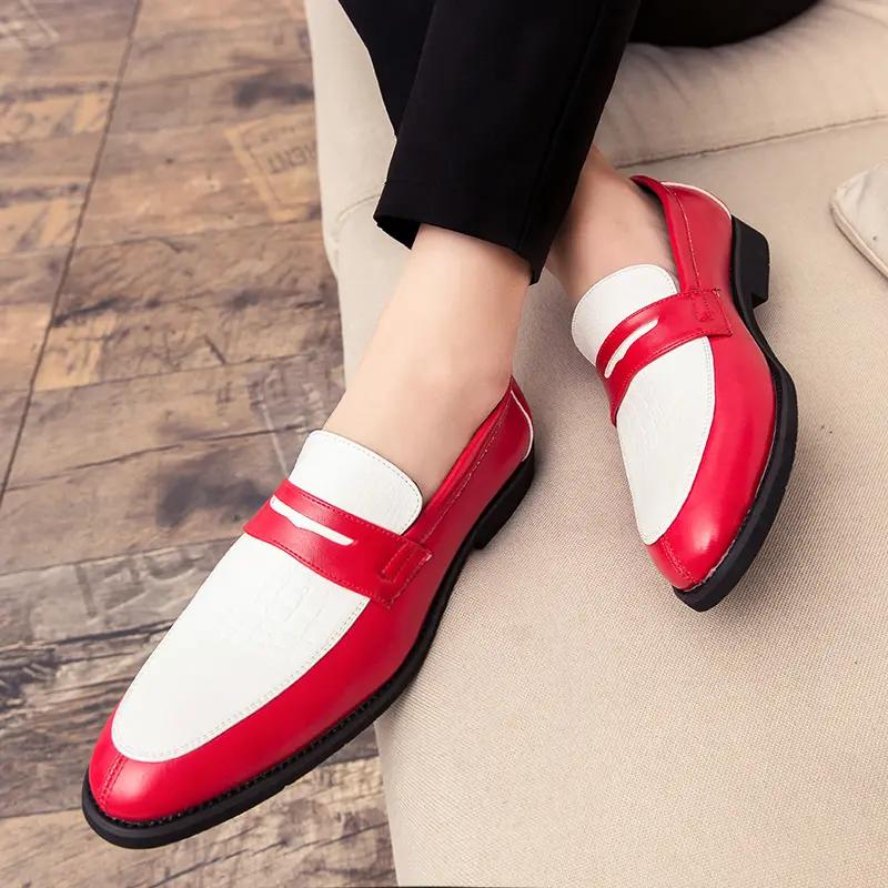 Plus Size 48 Luxury Brand Colorblock Loafers Men Slip On Classic Style Casual Leather Shoes Thick Sole High Quality Moccasin