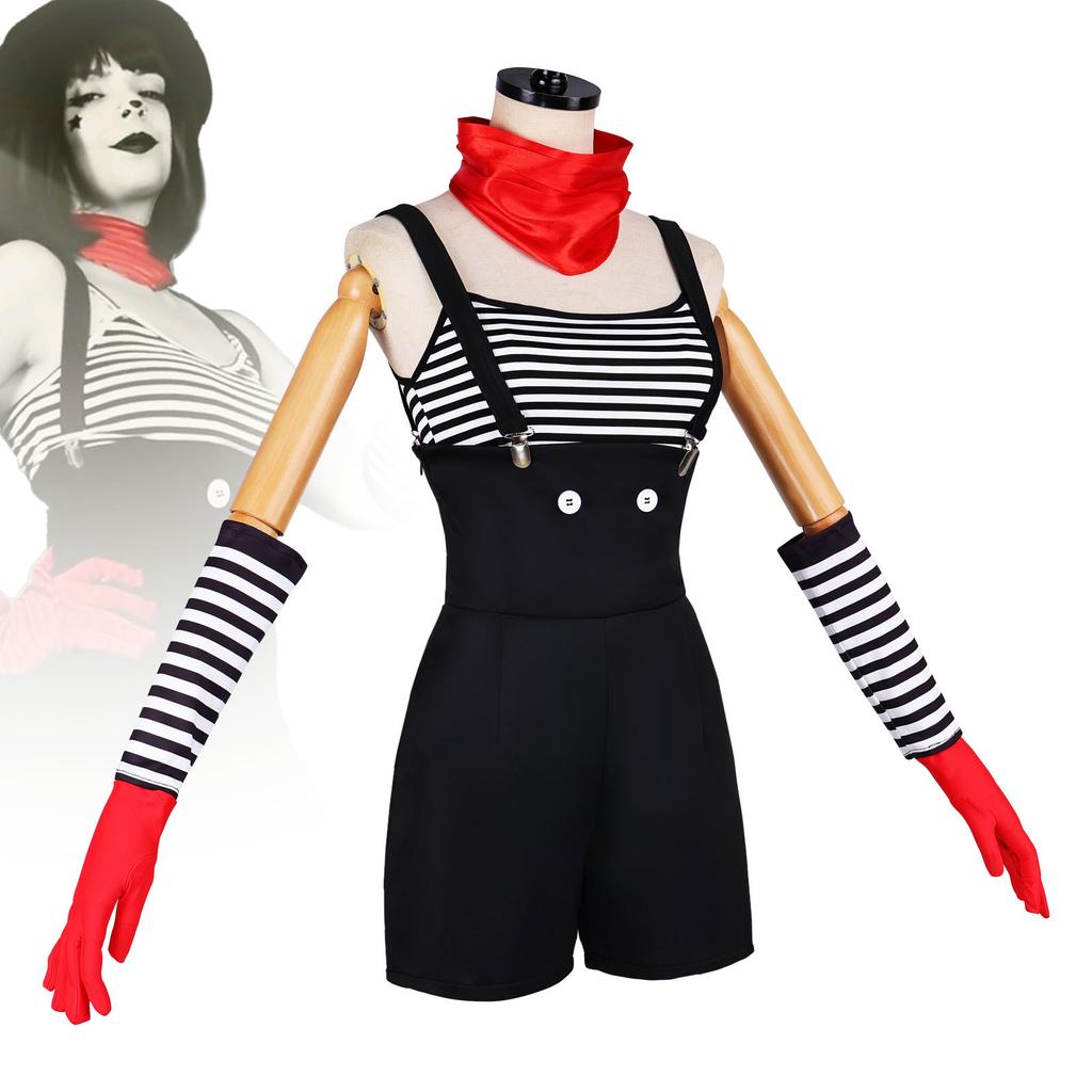 Nuovo Costume Cosplay Mimo Gatto Strisce Festival dell'Arte Costume Cosplay Stile Mimo Vintage Costume per Cosplay e Role-Playing sul Palco Outfit da Donna