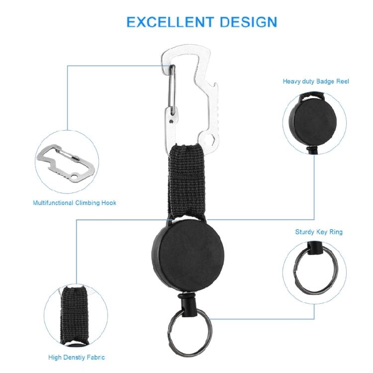 Retractable Keychain Badges Holder with 23.62inch Steel Retractable Cord Keychain Tool Steel Wire Rope Buckles Key Holder