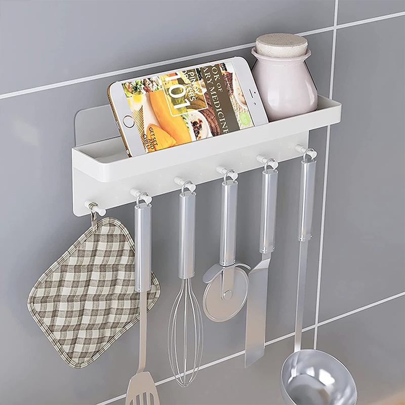 Punch-Free Stainless Steel Wall Rack for Kitchen, Bathroom, and Entryway Storage