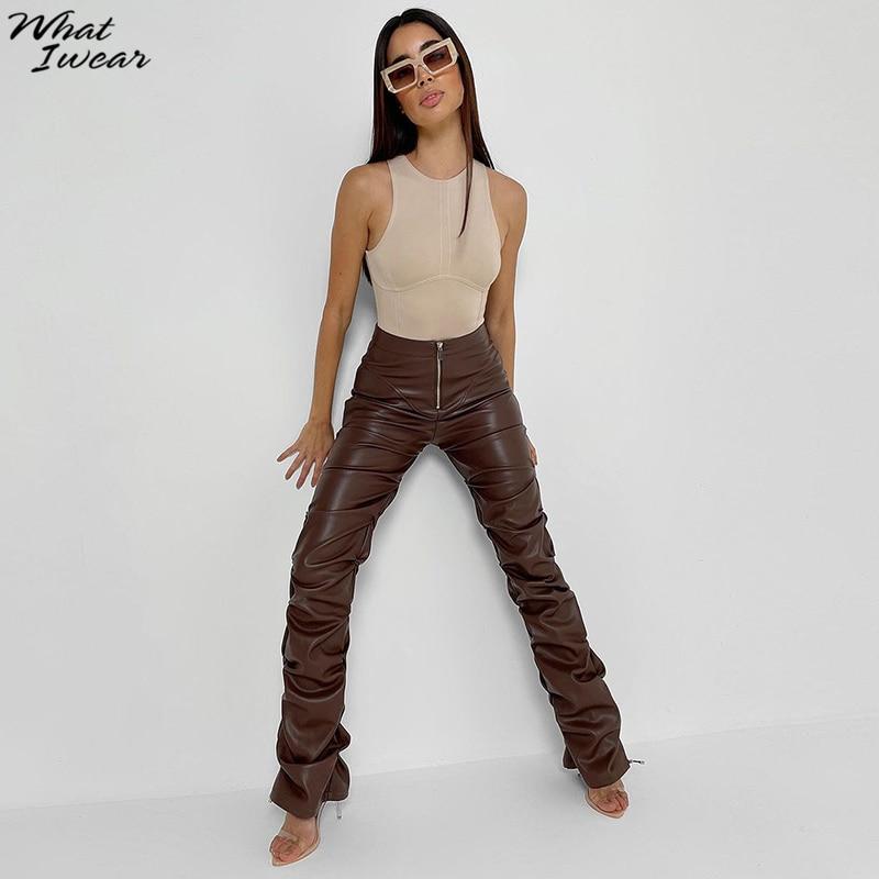 Buy Faux PU Leather High Waist Black 