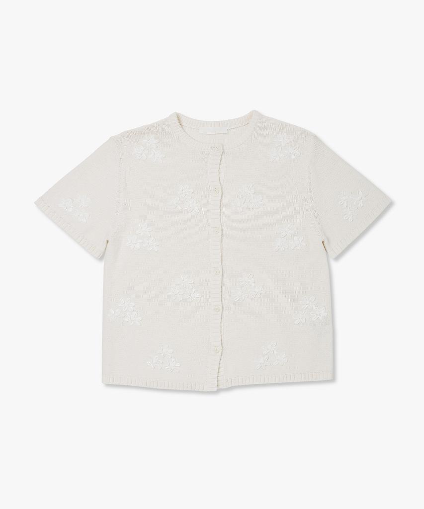 Plac Women Flower Button Down Short Sleeve Cardigan