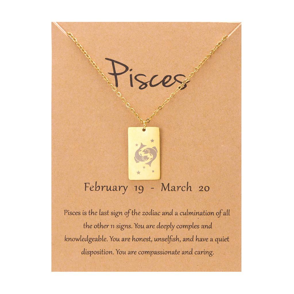 Zodiac Constellation Necklace For Women Men Titanium Steel Pendant Chain For Gift