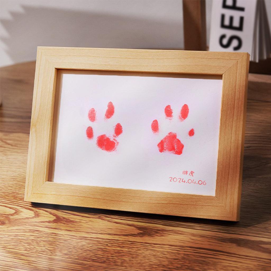 Print Frame & Ink Pads Kit,Dog Or Cat Print Kit,2 No Mess Ink Pads For Pet,Print Pad For Dogs,Wooden Pet Memorial Frame,Personalized Pet 1ml
