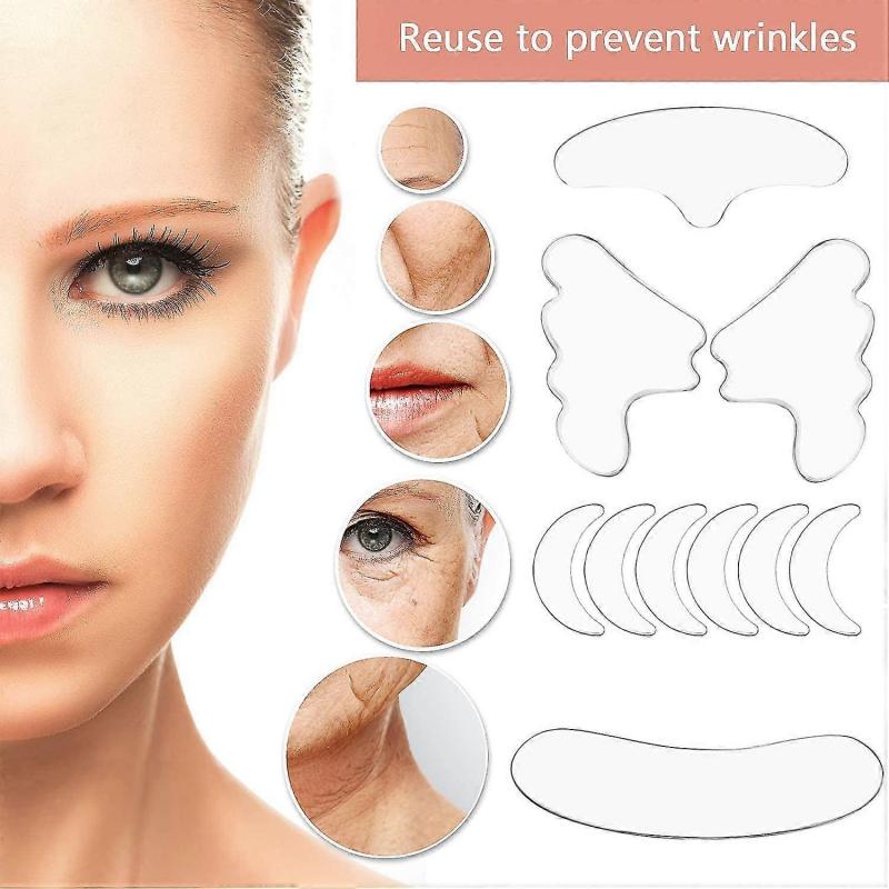 11 Pieces Reusable Silicone Chest Wrinkle Pads Patches, Silicone Neck Wrinkle Patches Pad Forehead Pad Set