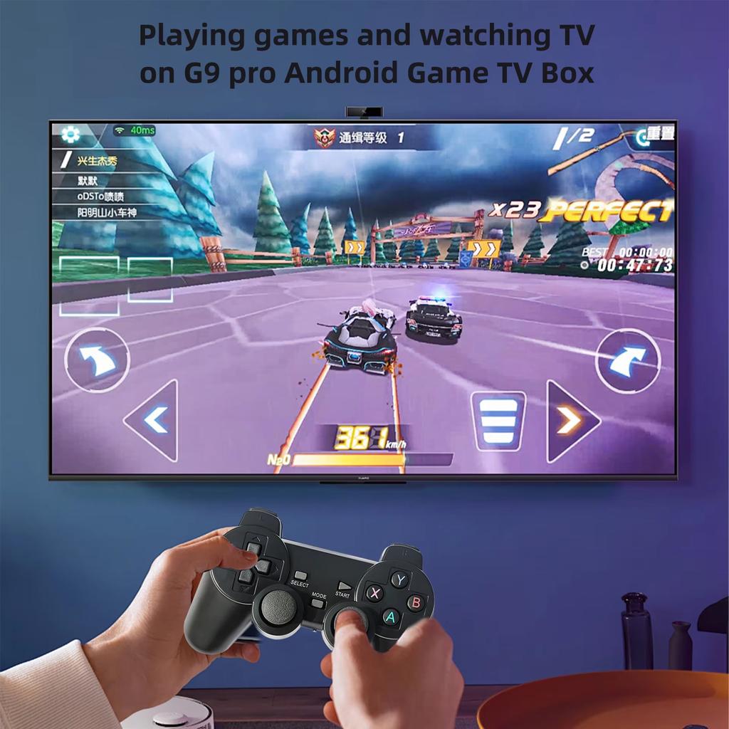 Q9 Pro Video Game Consoles Wireless 2.4GHz Android System TV Game Box HD Output 64GB 40000+Games 3D TV Game Stick