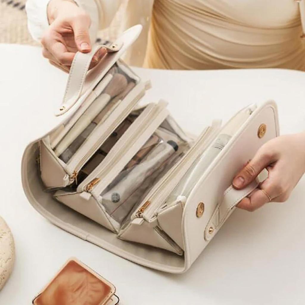 Leather Cosmetic Bag, , Cosmetic Travel Bag, Makeup Bag, Cosmetic Bag, Roll Up Cosmetic Bags For Women, For Bedrooms Bathrooms Travel