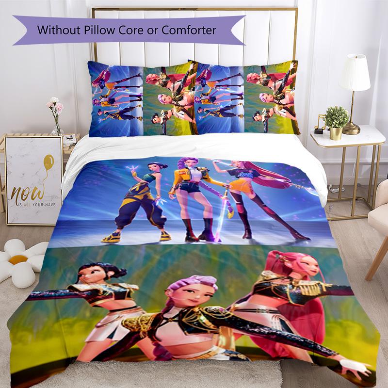 Set Biancheria da Letto KPOP Hunter 3 Pezzi Copripiumino Chiusura Include 1 Copripiumino & 2 Federe per Tutte le Stagioni Camera da Letto Casa Arredamento Stanza del Dormitorio